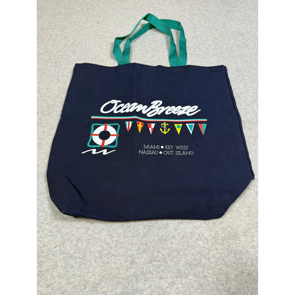Ocean Breeze Nautical Tote Bag Navy Blue Canvas Miami Key West Beach Travel